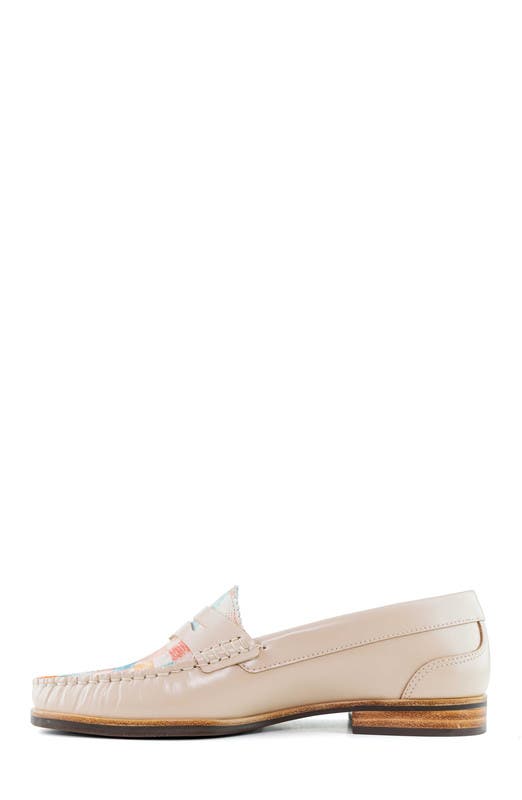 Marc Joseph New York East Village 2.0 Leather Penny Loafer, Alternate, color, Nude & Mosaic Napa