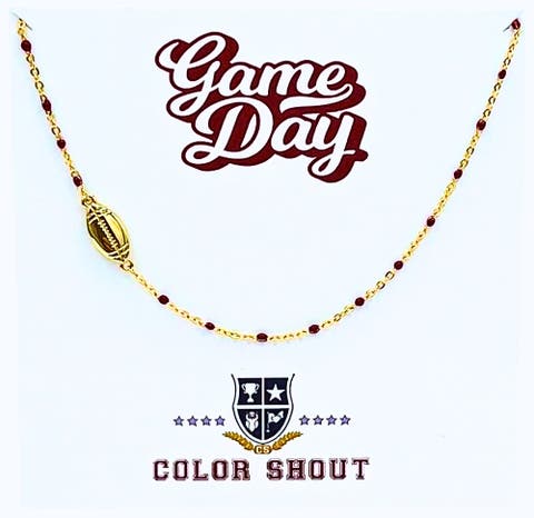 Game Day Side Set Football Necklace with Enamel Beads