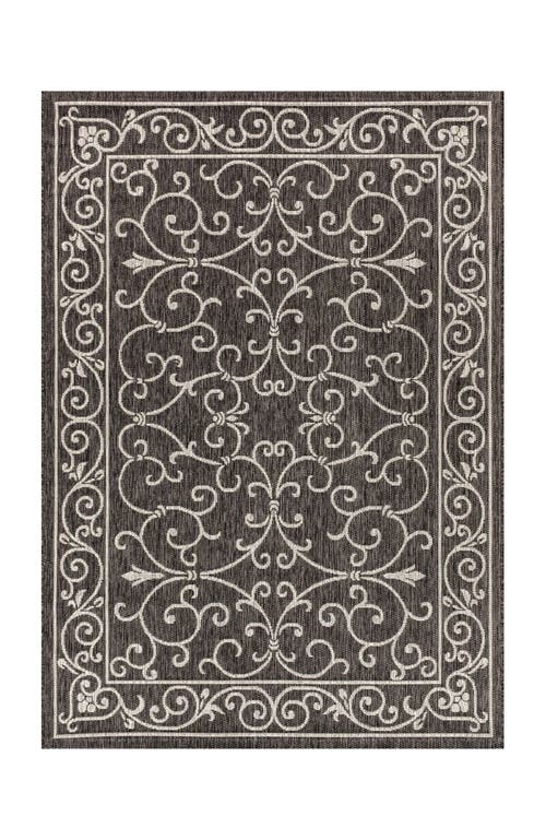 JONATHAN Y Charleston Vintage Filigree Textured Weave Indoor/Outdoor Area Rug in Black/gray 