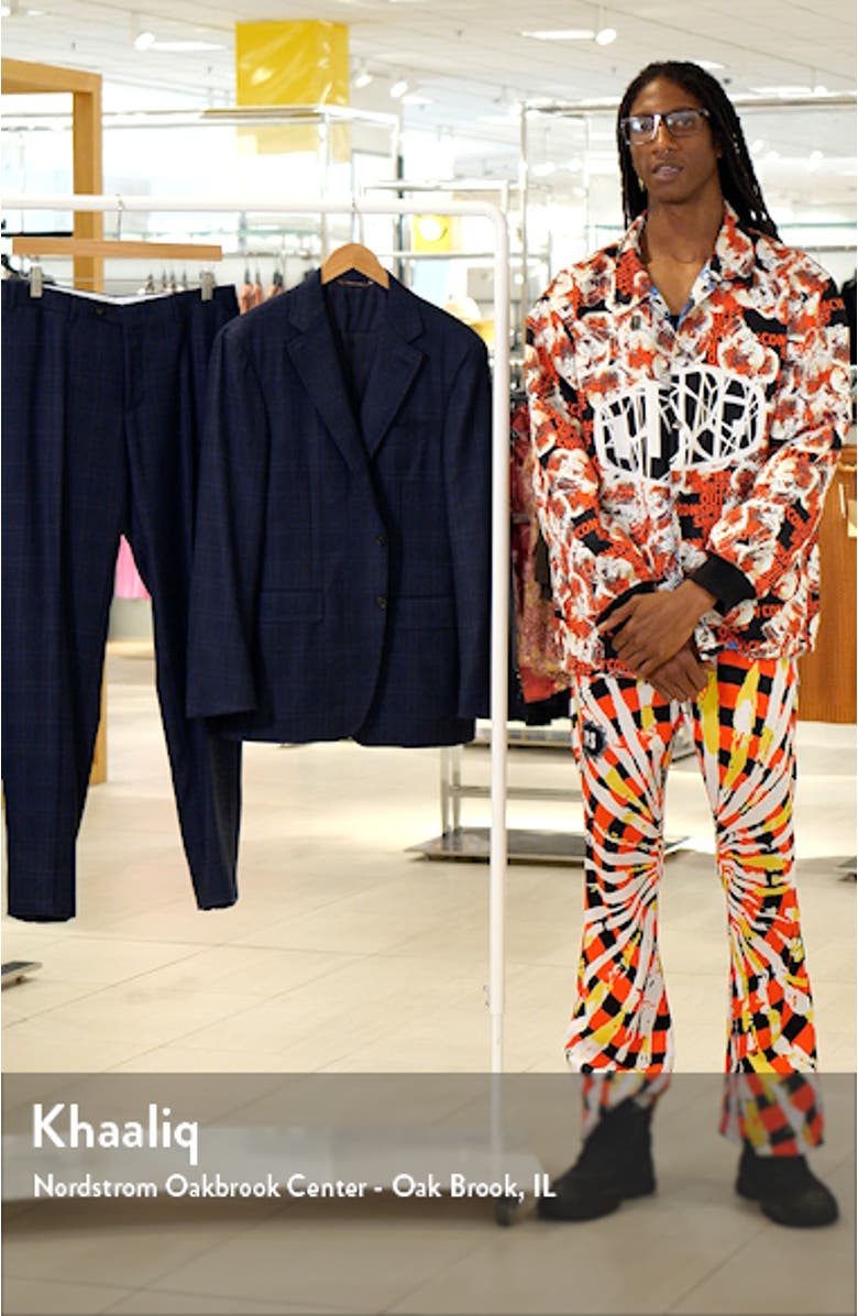 Kei Trim Fit Dark Blue Plaid Wool Suit, sales video thumbnail