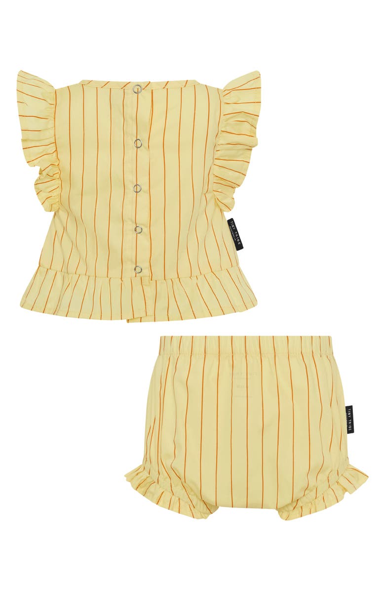 TINY TRIBE Lolly Stripe Ruffle Cotton Top & Bloomers Set, Alternate, color, Yellow