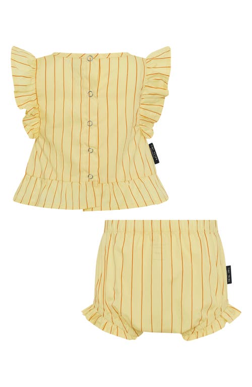 TINY TRIBE TINY TRIBE LOLLY STRIPE RUFFLE COTTON TOP & BLOOMERS SET