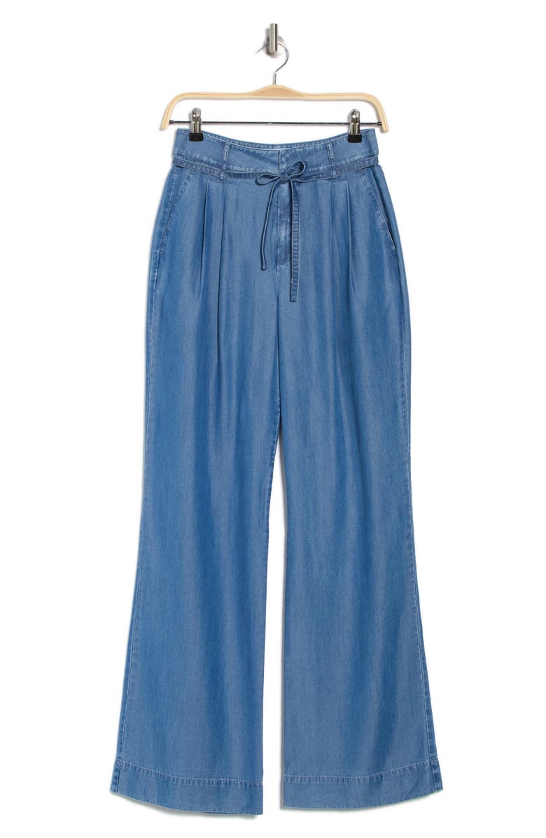 Derek Lam 10 Crosby Felicity Pleated Tie Waist Wide Leg Jeans, Alternate, color, Murray