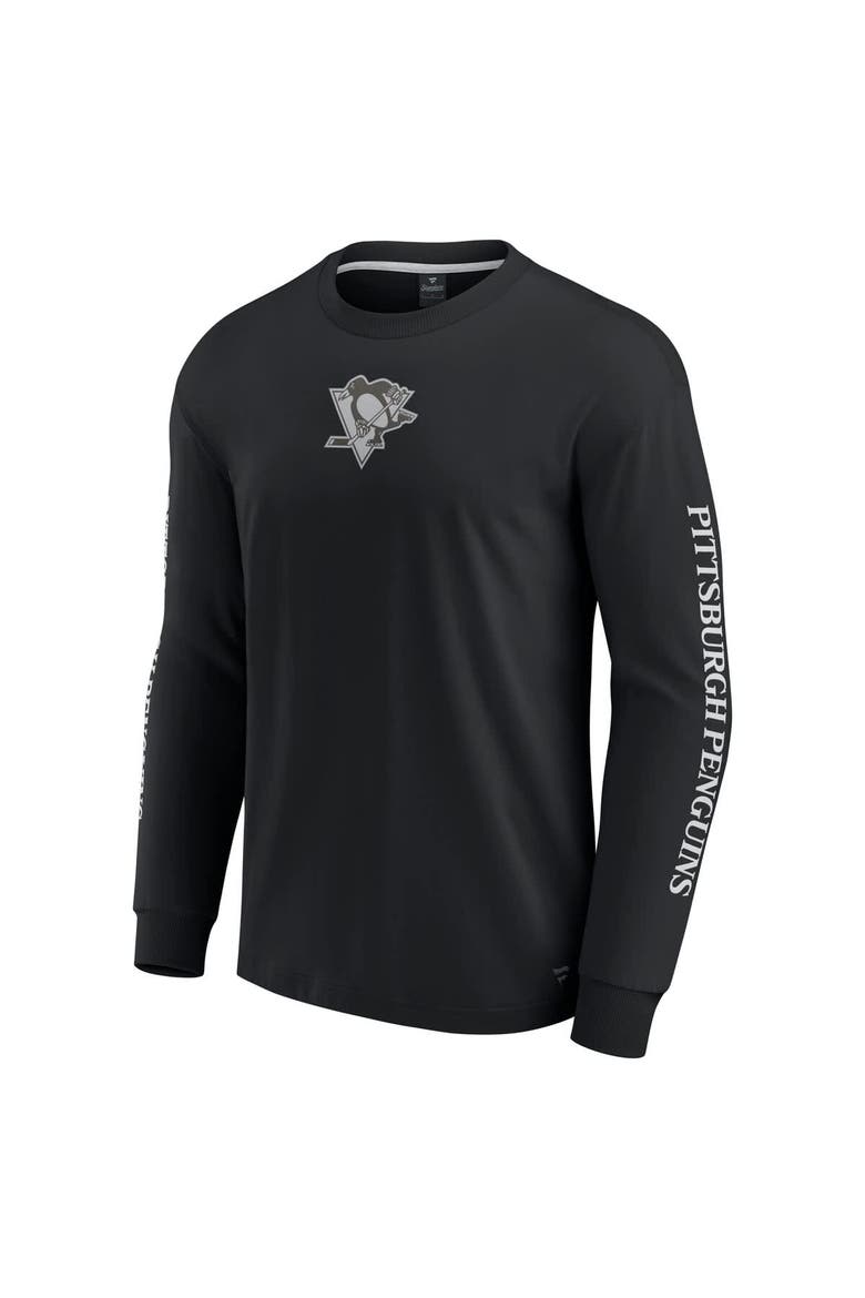Men's Fanatics Black Pittsburgh Penguins Elements Strive Long Sleeve T-Shirt, Alternate, color, Black