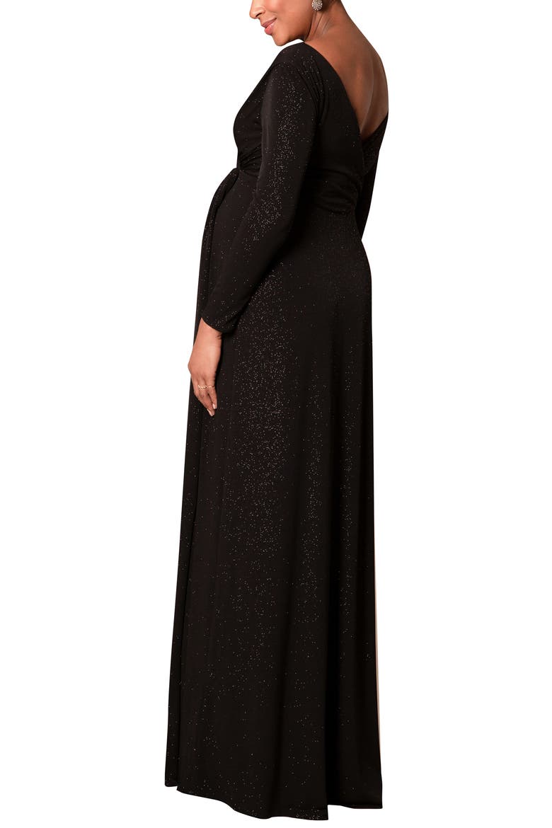 Isabella Maternity Gown Long, Alternate, color, GLITTER BLACK