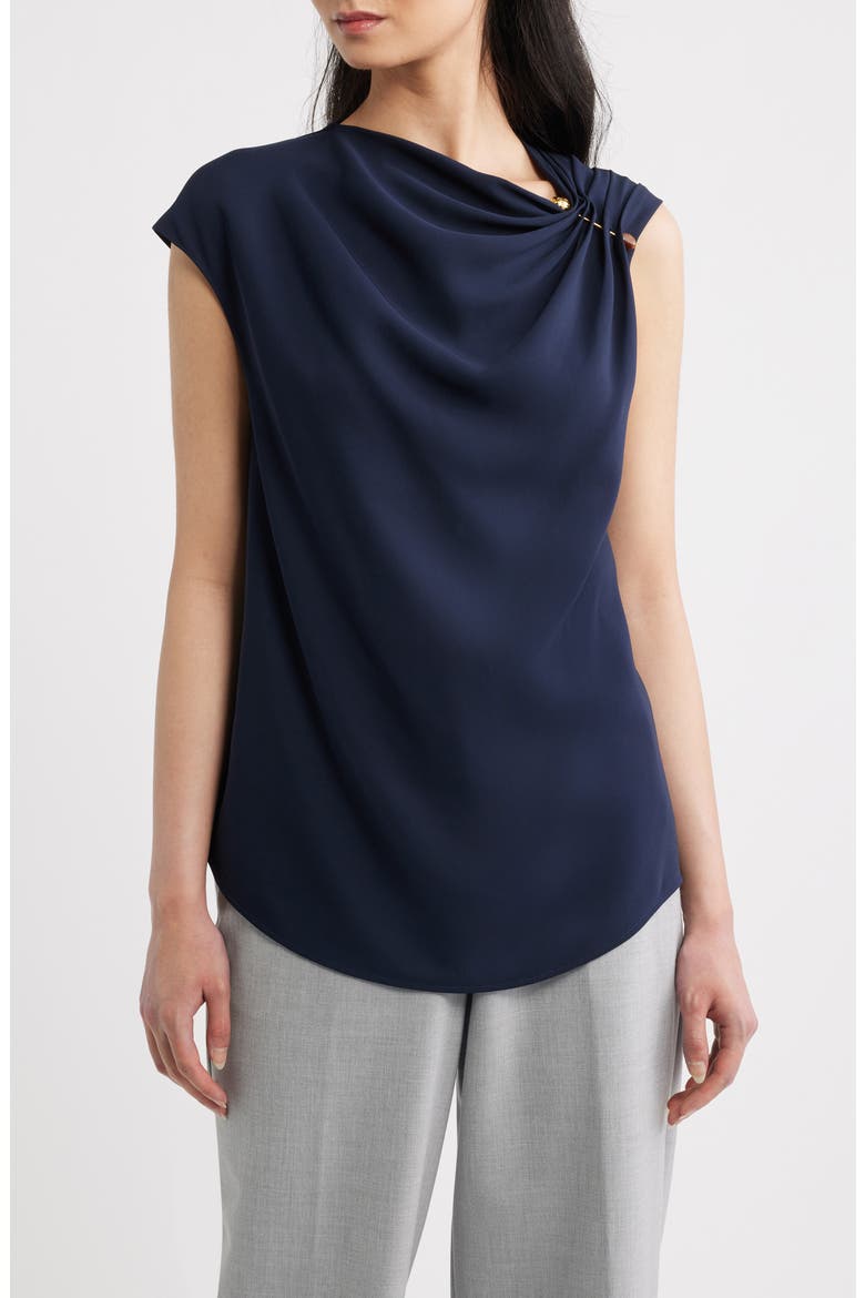 Bannea Pin Detail Crepe Top, Main, color, SKY CAPTAIN