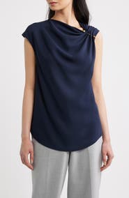 BOSS Bannea Pin Detail Crepe Top