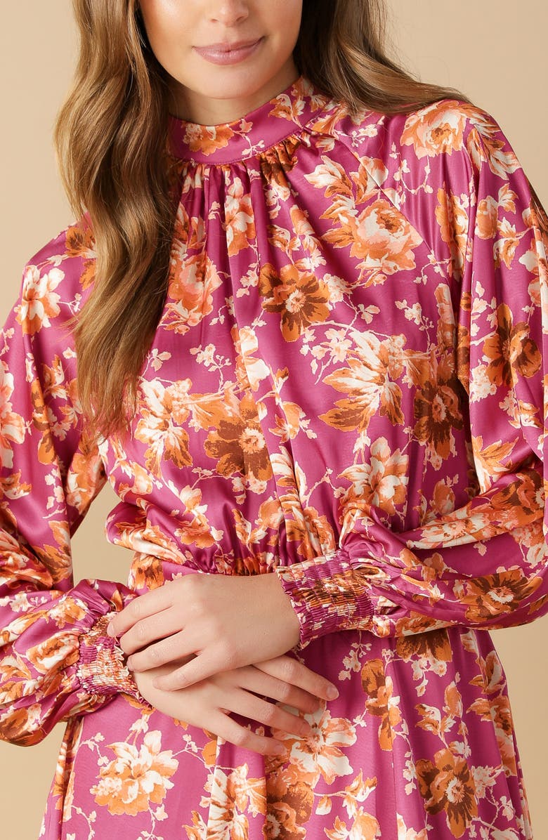 FLYING TOMATO Mock Neck Long Sleeve Minidress, Alternate, color,