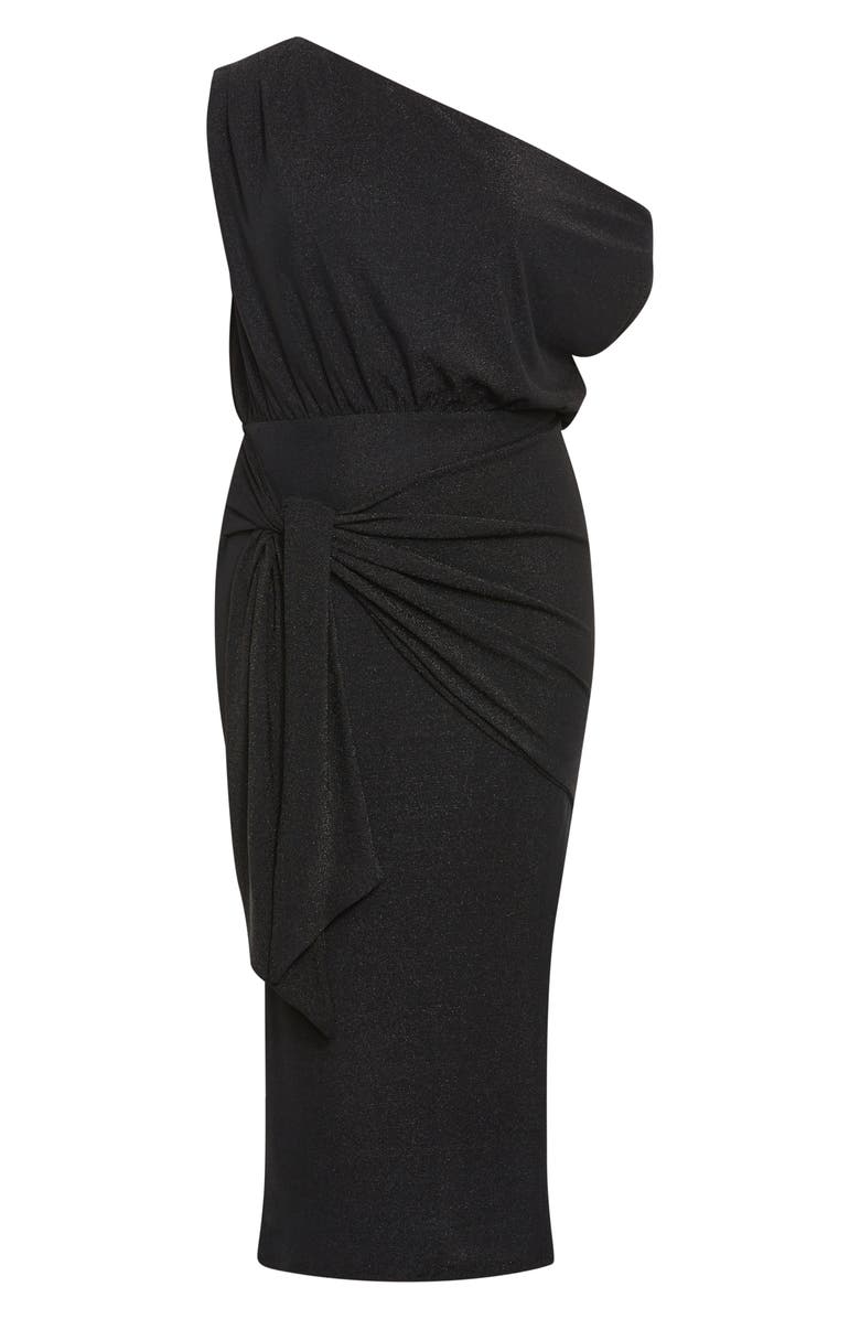 City Chic Paloma Tie Waist One-Shoulder Midi Dress, Alternate, color,