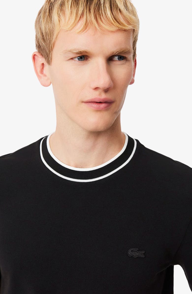 Lacoste Regular Fit Tipped Piqué Crewneck T-Shirt, Alternate, color, Black