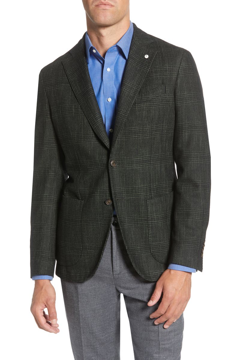 L.B.M. 1911 Trim Fit Plaid Cotton Blend Sport Coat, Main, color,