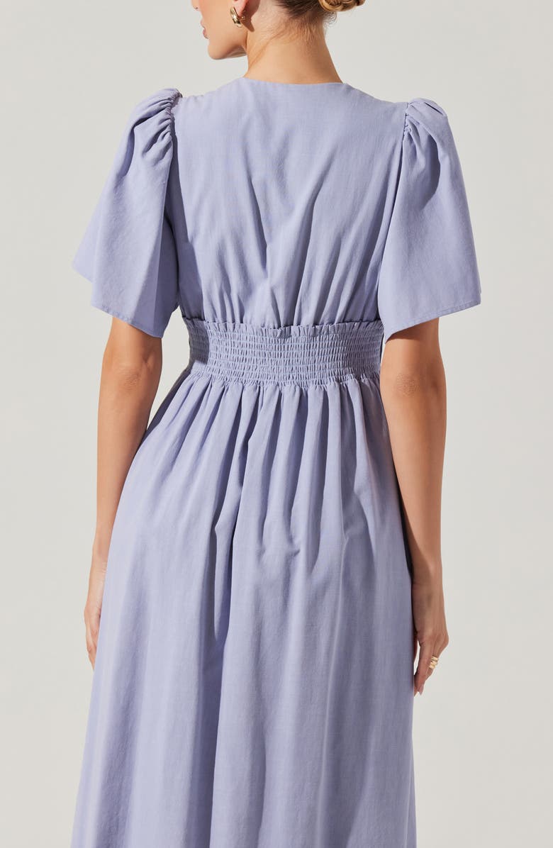 ASTR the Label Hadleigh Scallop Detail Cotton Blend Midi Dress, Alternate, color, Periwinkle Blue