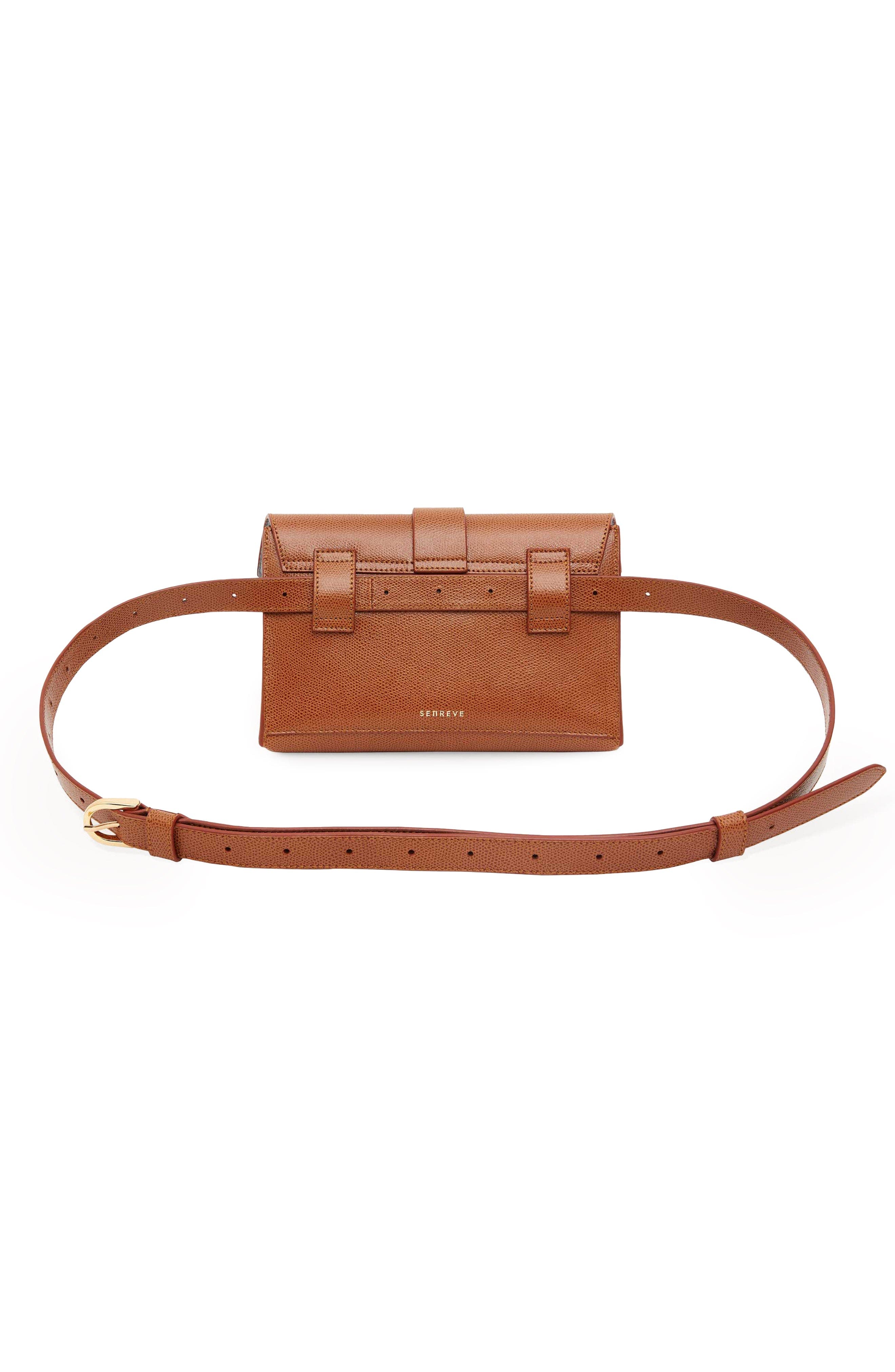 SENREVE Aria Belt Bag Pebbled Leather 5-Way Convertible Handbag, Alternate, color, Chesntut