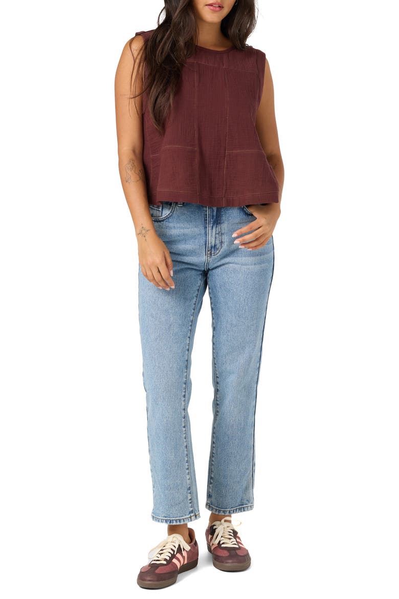 Tasia Cotton Gauze Tank, Alternate, color, CHOCOLATE