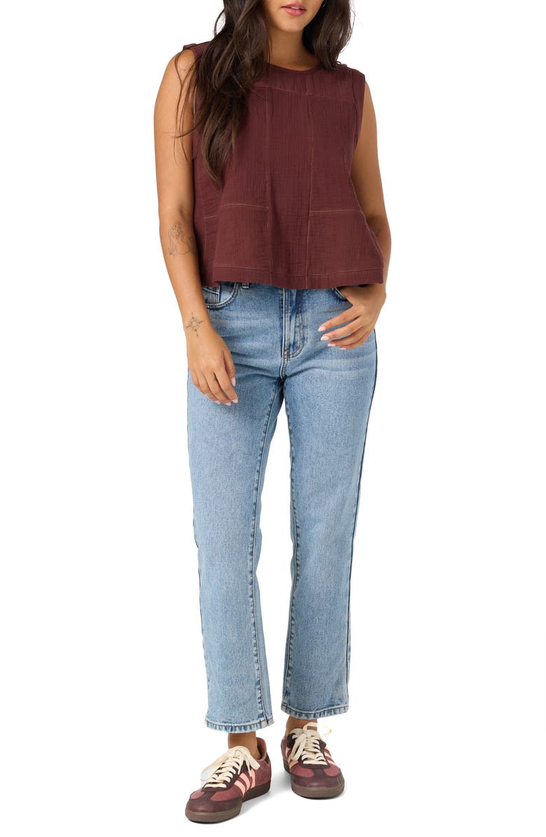 O'Neill Tasia Cotton Gauze Tank, Alternate, color, Chocolate