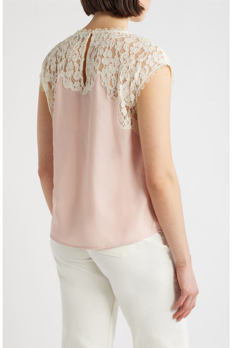 Lace Yoke Satin Top, Alternate, color, ROSE BLOOM/ NATURAL