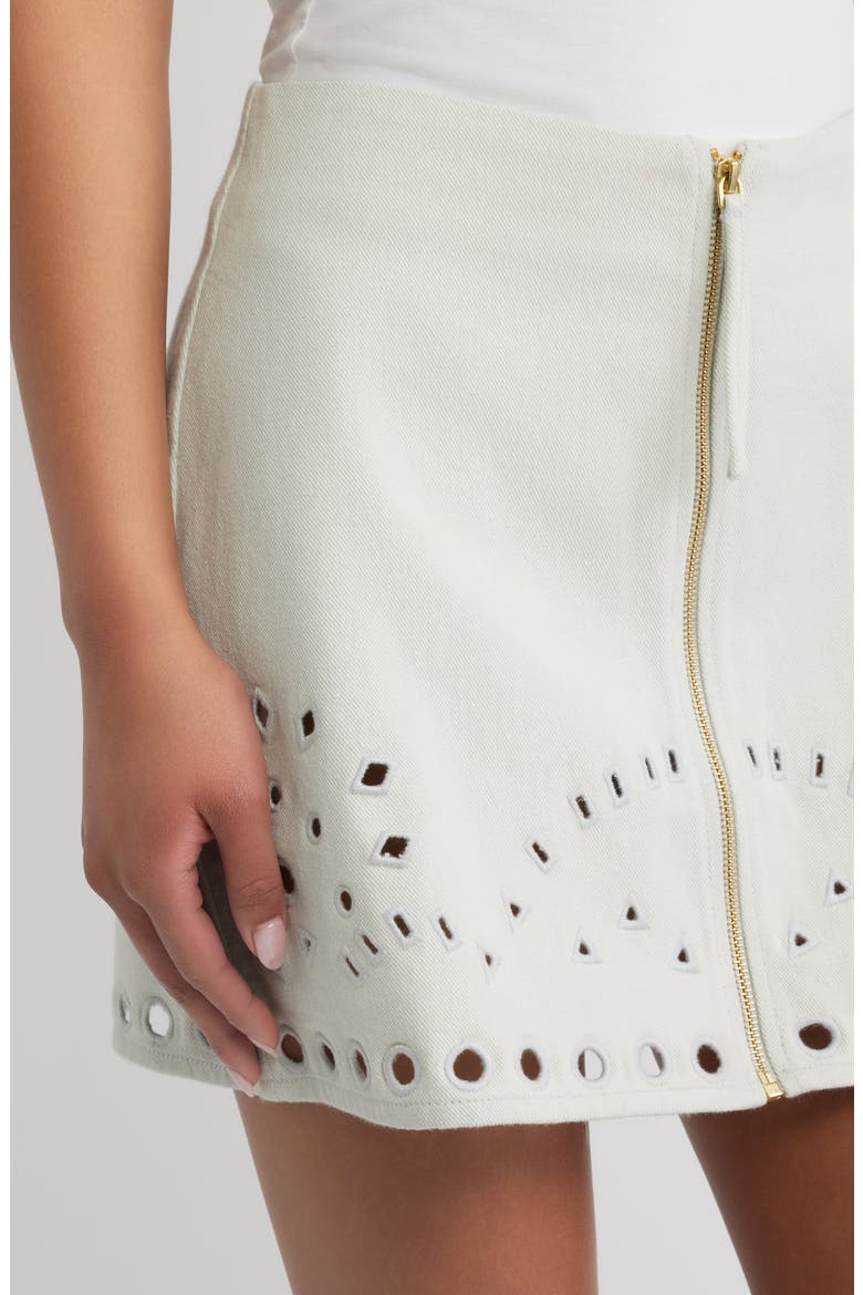 Adelaide Eyelet Cotton Twill Miniskirt, Alternate, color, SKYWRITING