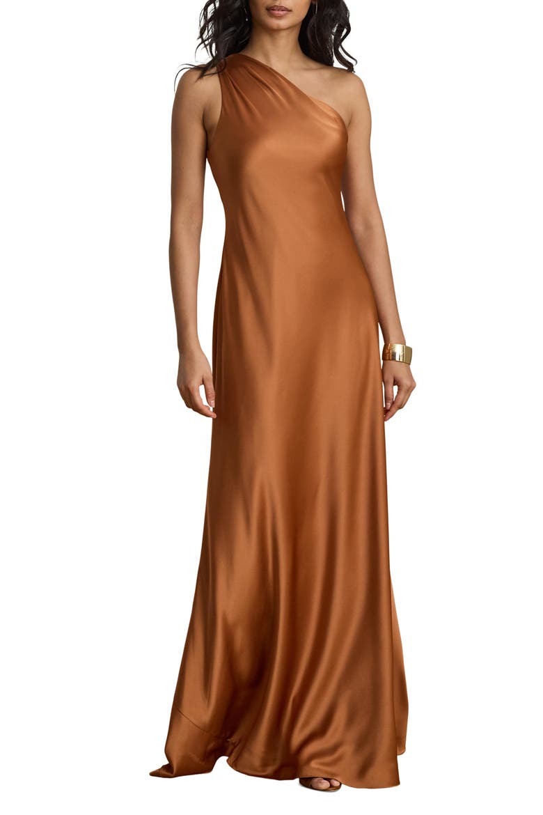 Satin Charmeuse One-Shoulder Gown