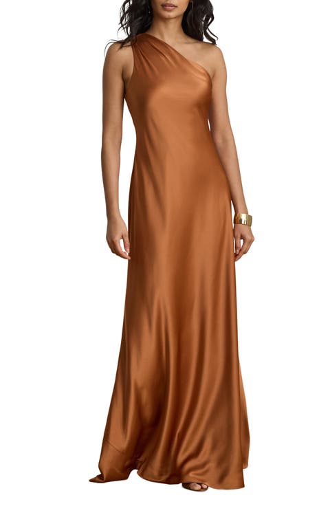 Satin Charmeuse One-Shoulder Gown
