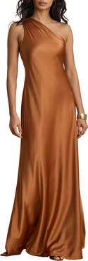 Lauren Ralph Lauren Satin Charmeuse One-Shoulder Gown
