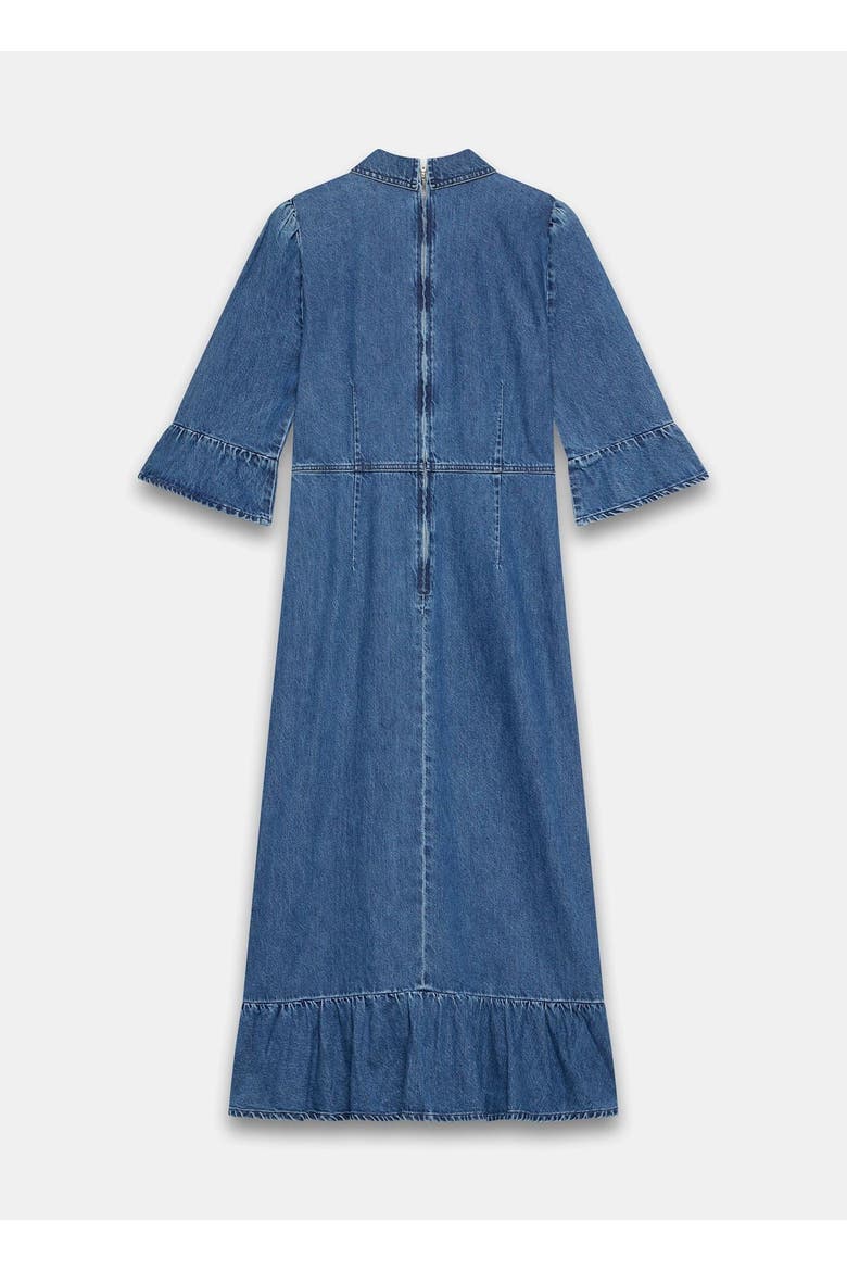 Ruffle Hem Denim Midi Dress, Alternate, color, Blue