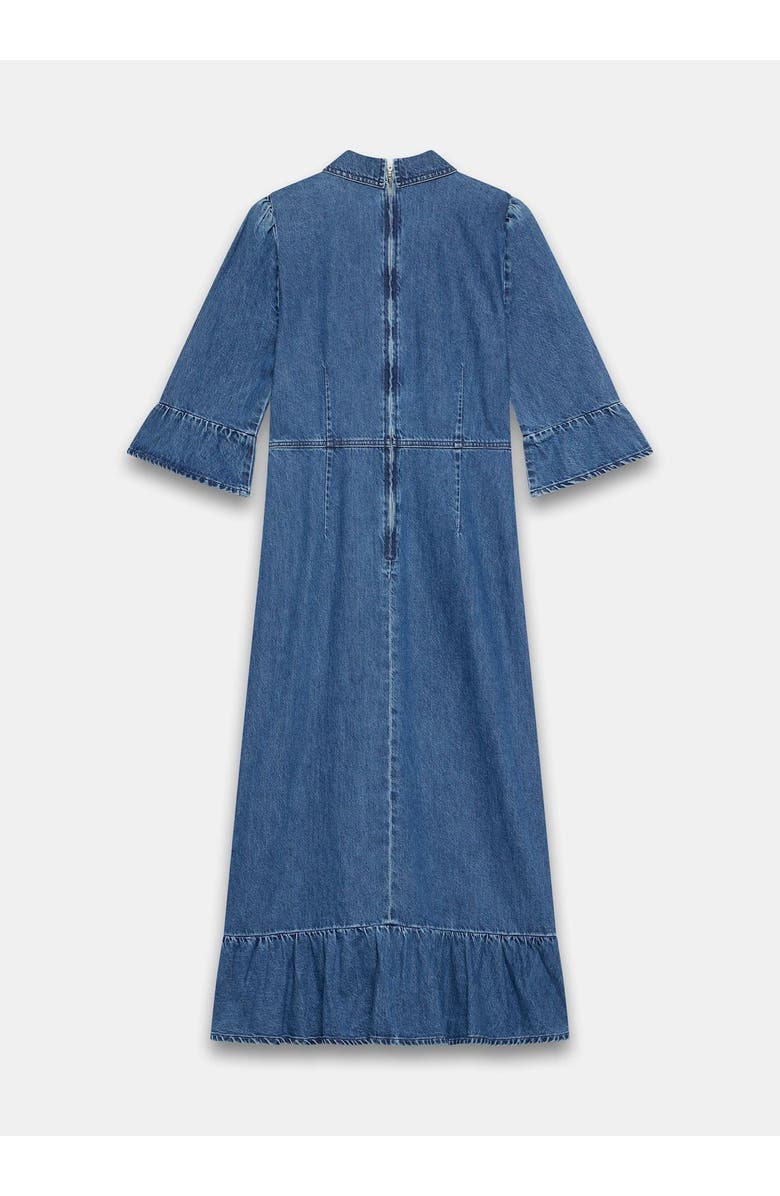 MINT VELVET Ruffle Hem Denim Midi Dress, Alternate, color, Blue