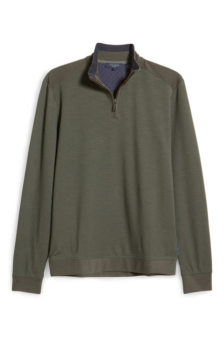 Ted Baker Caravan Quarter Zip Pullover, Alternate, color, DARK GREEN