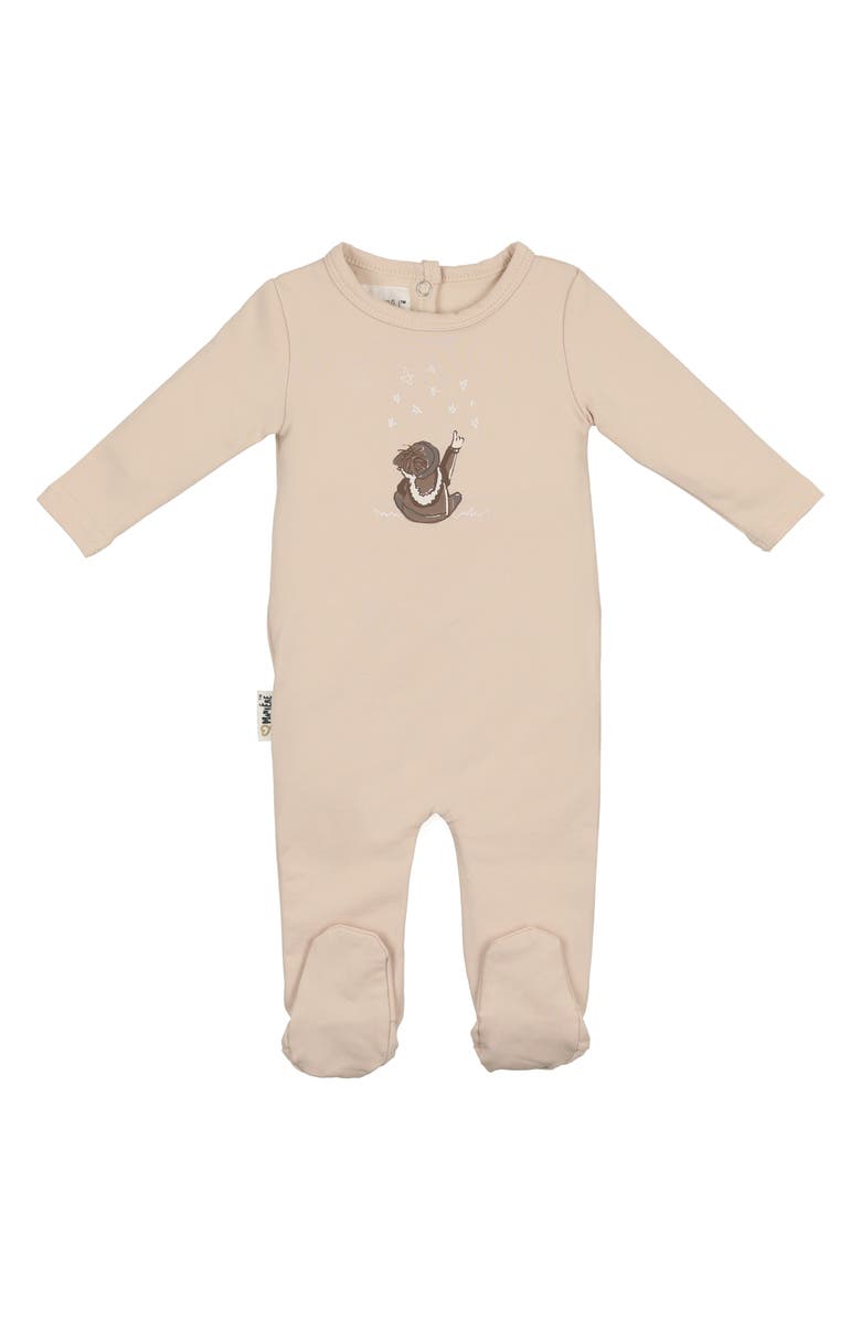 Manière Stargazer Cotton Blend Footie, Main, color, Beige