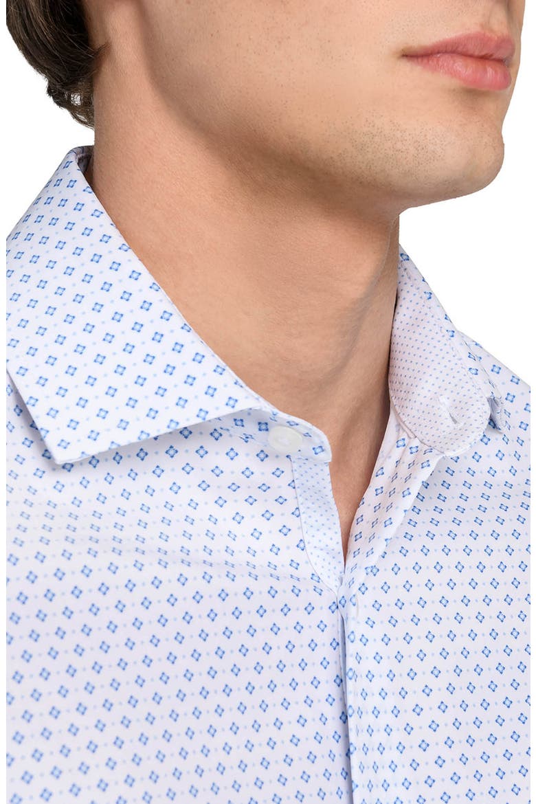 Regular Fit Dash Print Performance Dress Shirt, Alternate, color, WHITE/ BLUE