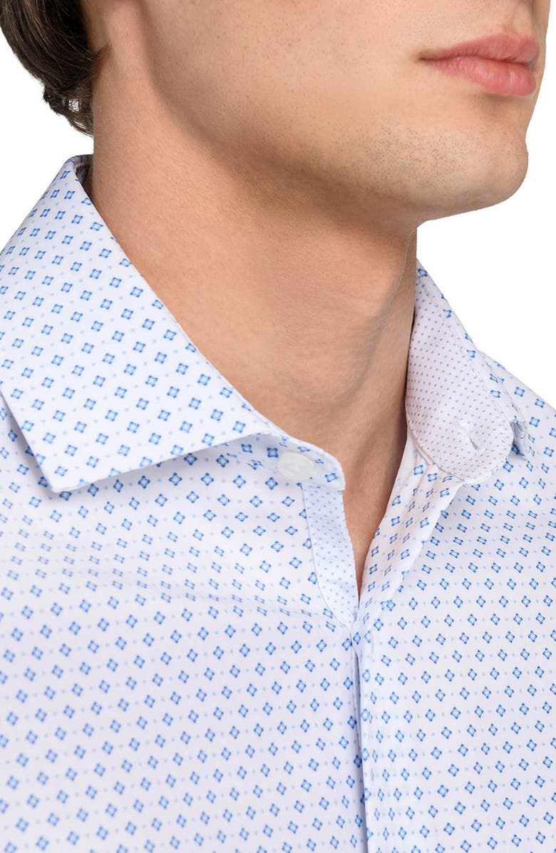 W.R.K Regular Fit Dash Print Performance Dress Shirt, Alternate, color, White/ Blue