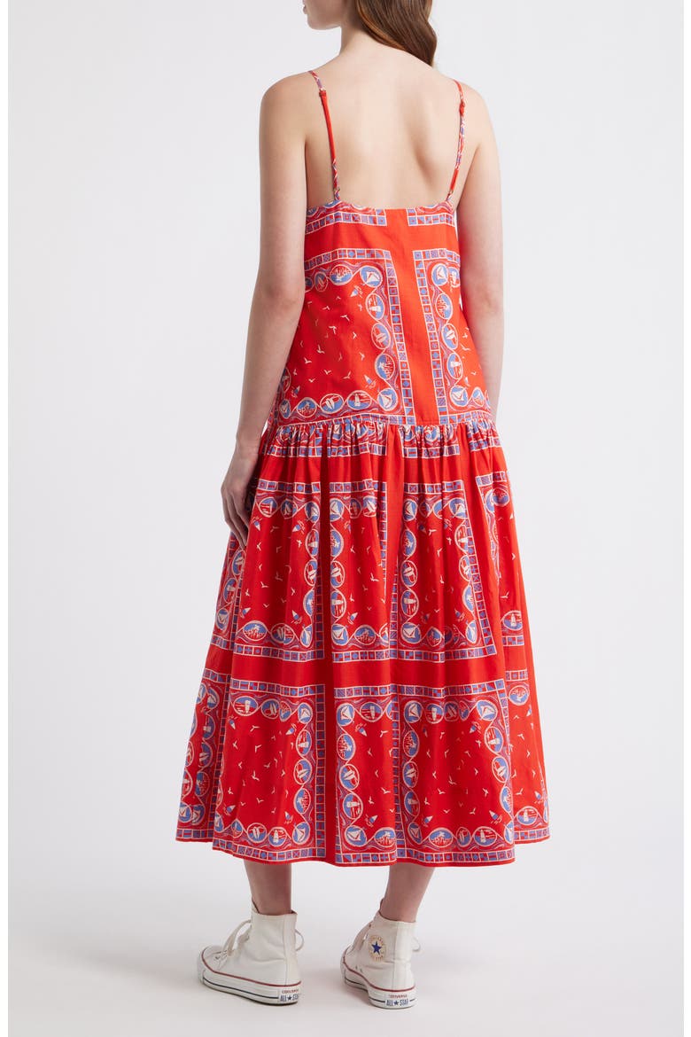 The Drop Waist Sleeveless Maxi Dress, Alternate, color, RED SAILBOAT BANDANA