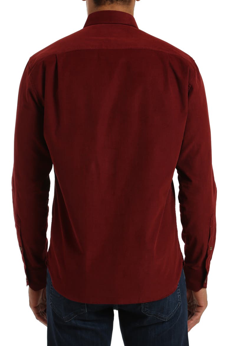Corduroy Button-Up Shirt, Alternate, color, BORDEAUX