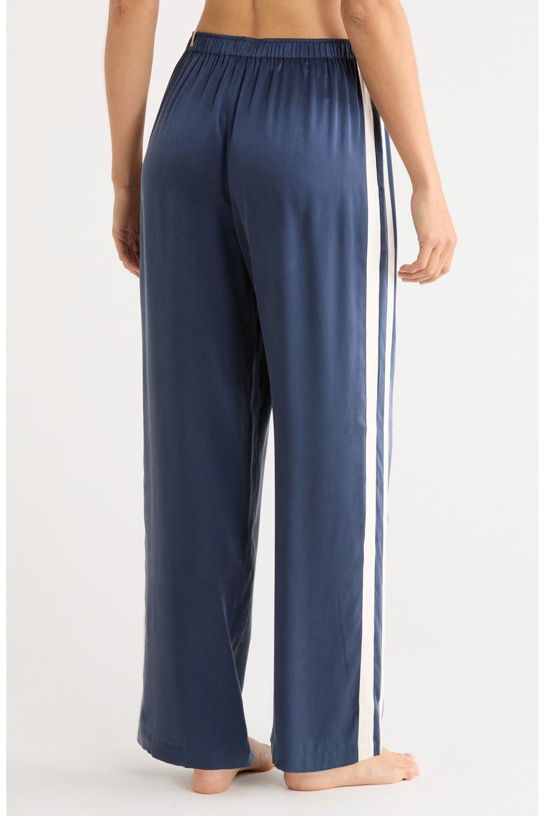 Side Stripe Washable Silk Pajama Pants, Alternate, color, DEEP BLUE/ SOFT IVORY
