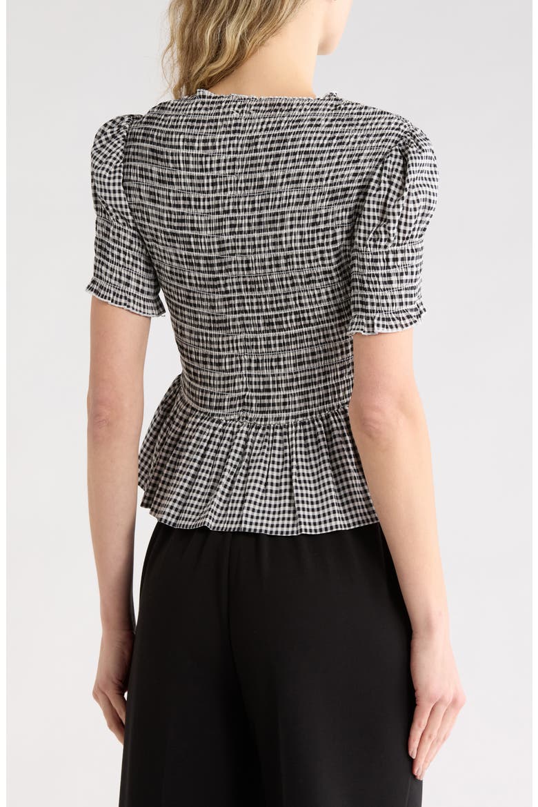Smocked Peplum Top, Alternate, color, WHITE/ BLACK