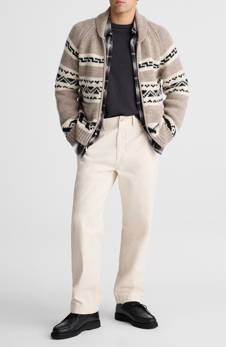 Madewell Fair Isle Zip Up Wool Cardigan, Alternate, color, Stone