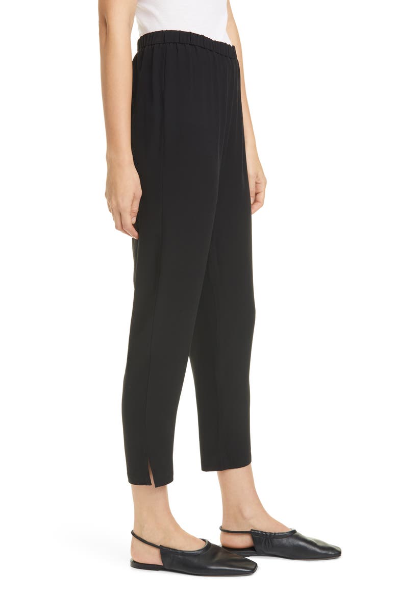 Tapered Silk Pants, Alternate, color, BLACK