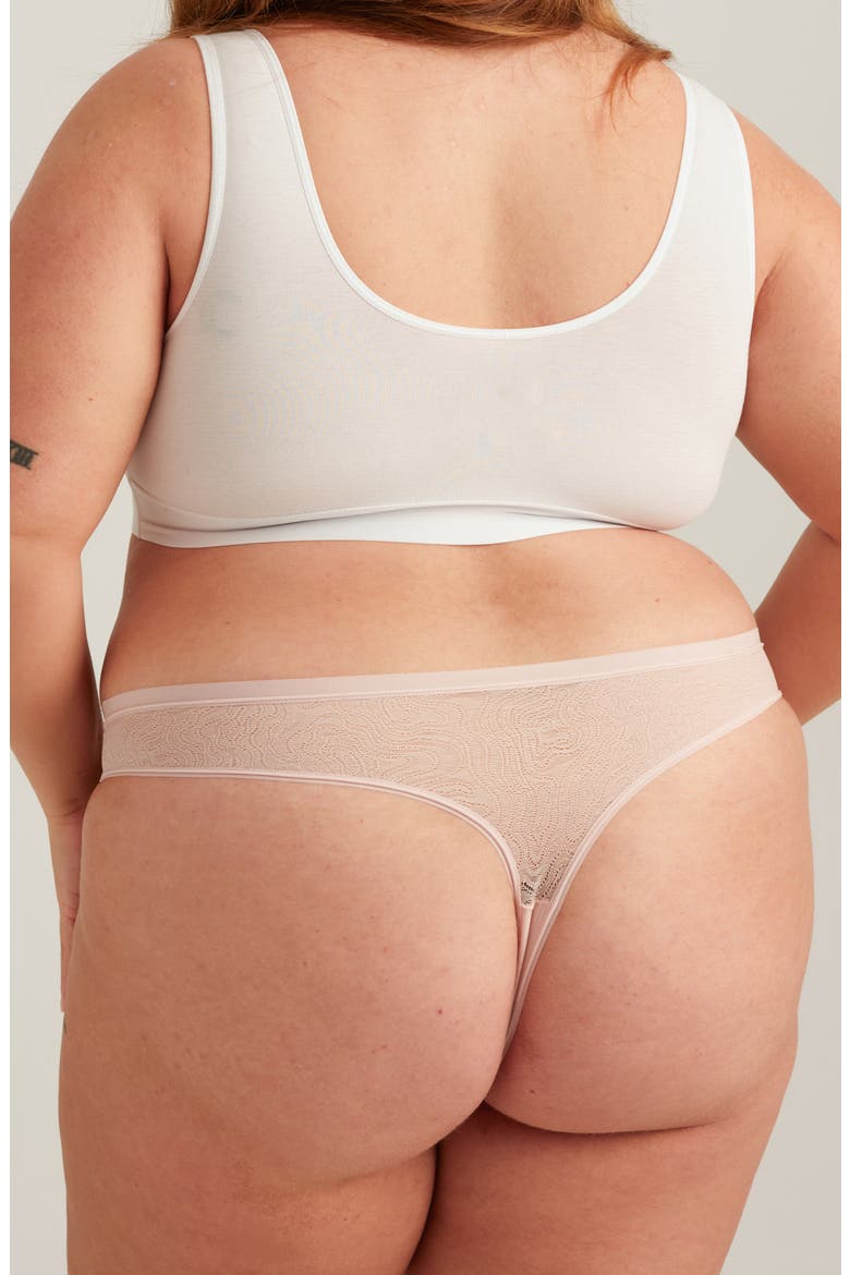 Period & Leakproof Light Absorbency Lace Panel Thong, Alternate, color, QUARTZ BLUSH