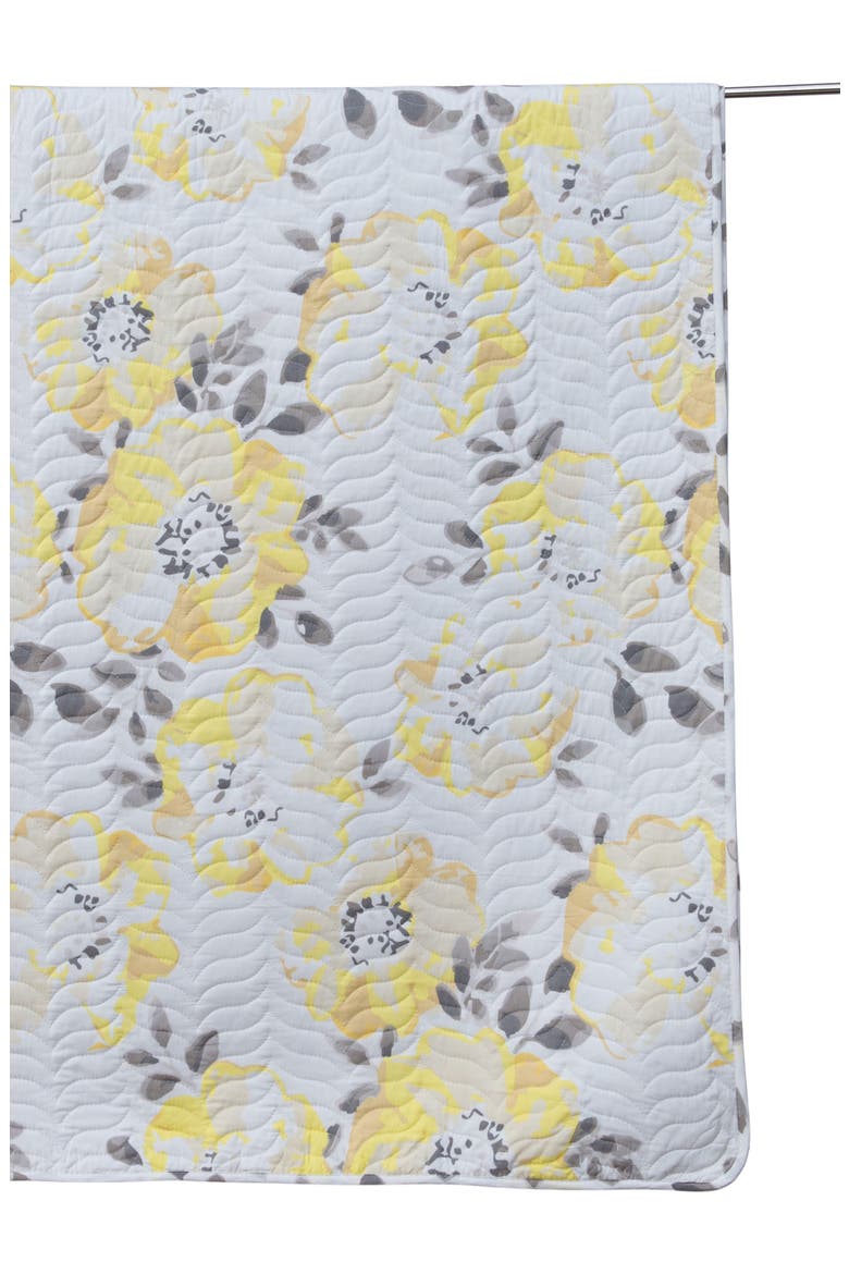 Watercolor Flower Quilt & Pillow Sham Set - Twin, Alternate, color, YELLOW