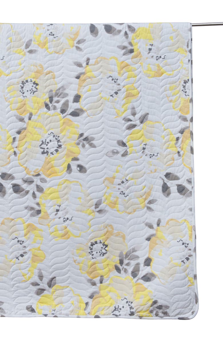 Woven & Weft Watercolor Flower Quilt & Pillow Sham Set - Twin, Alternate, color, Yellow