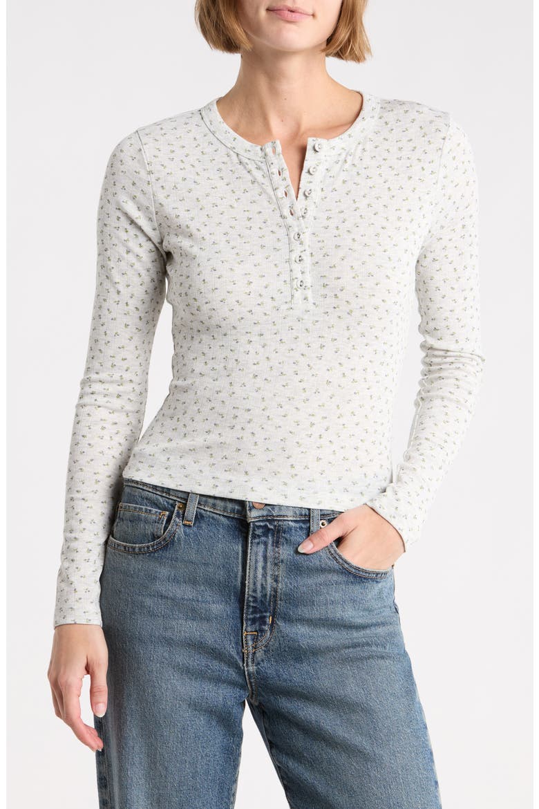 Button Front Knit Top, Main, color, DOVE DITSY