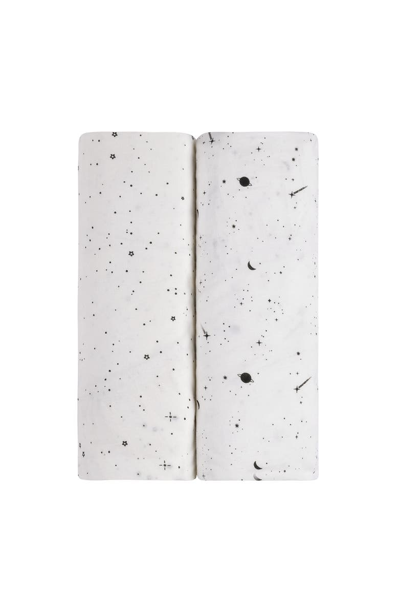 Ely's & Co. Baby Fitted Crib Sheet Set 2 Pack, Main, color, Black & White Celestial