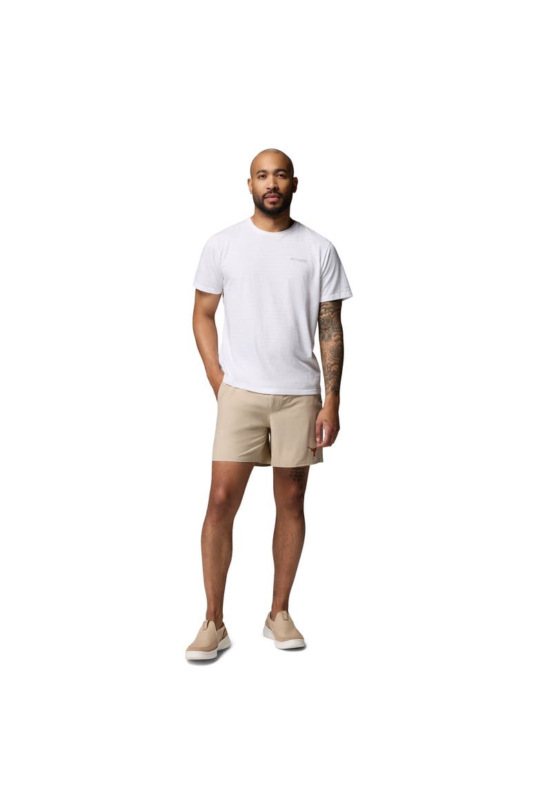 Men's Columbia  Natural Texas Longhorns PFG Terminal Roamer™ Omni-Shade™ Stretch Shorts, Alternate, color, Natural