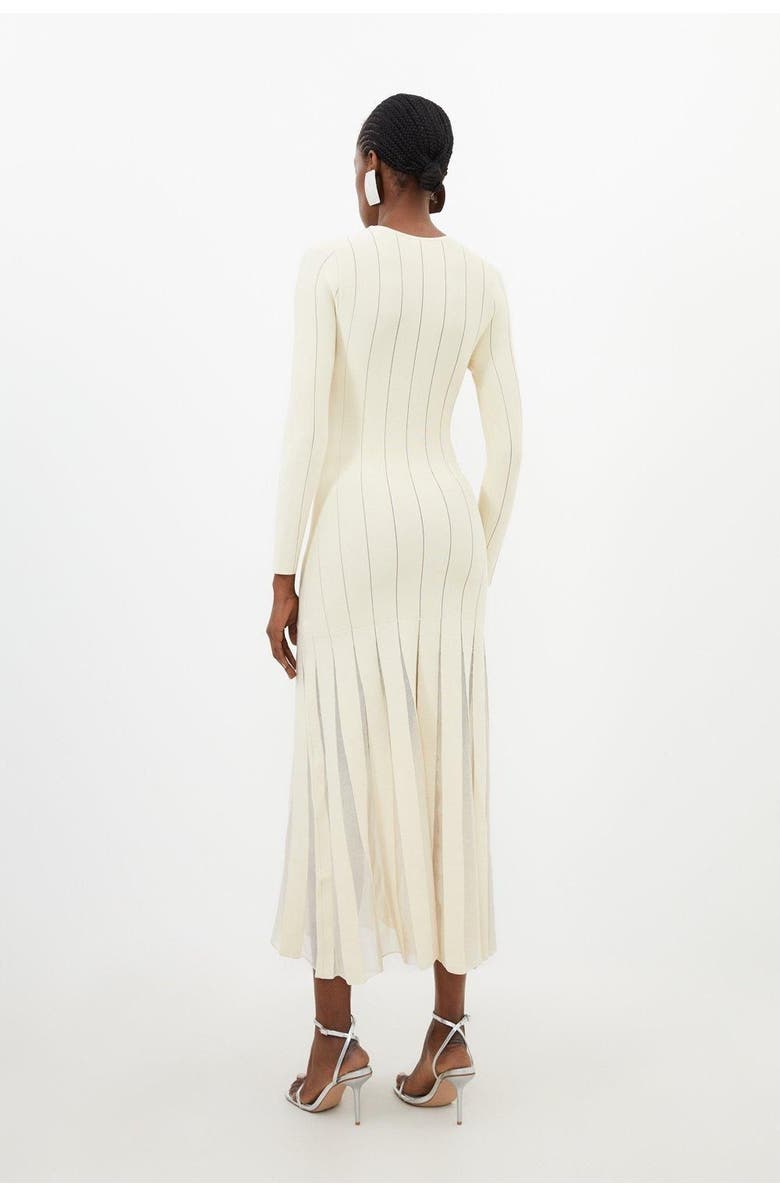 Karen Millen Filament Full Skirt Knit Midi Dress, Alternate, color, Ivory