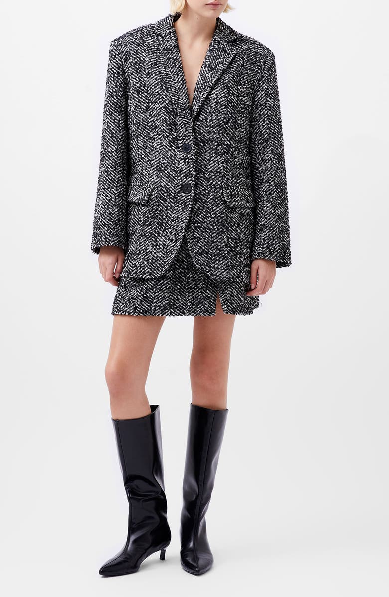French Connection Chantelle Herringbone Blazer, Alternate, color, 90-Black-White