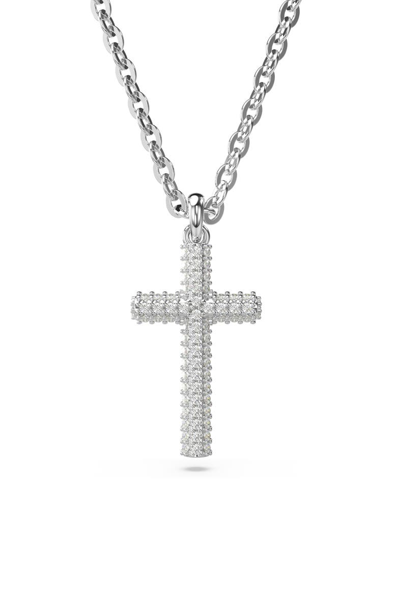 Swarovski Insigne Pavé Zirconia Cross Pendant Necklace, Alternate, color, Silver
