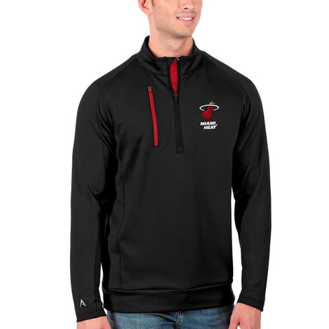 Men's Antigua Black Miami Heat Generation Quarter-Zip Pullover Jacket