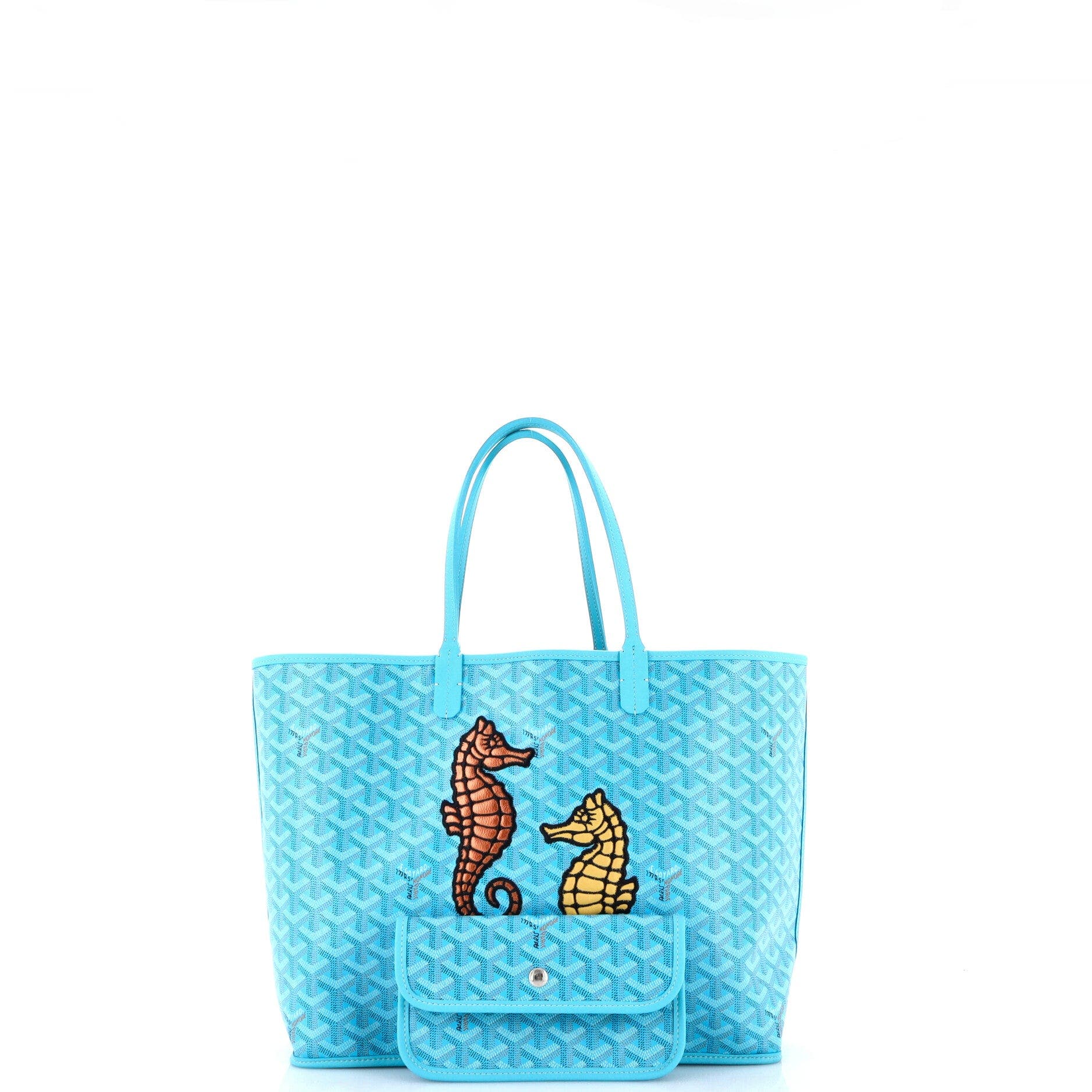 Anjou Reversible Tote Embroidered Coated Canvas PM, Alternate, color, Blue