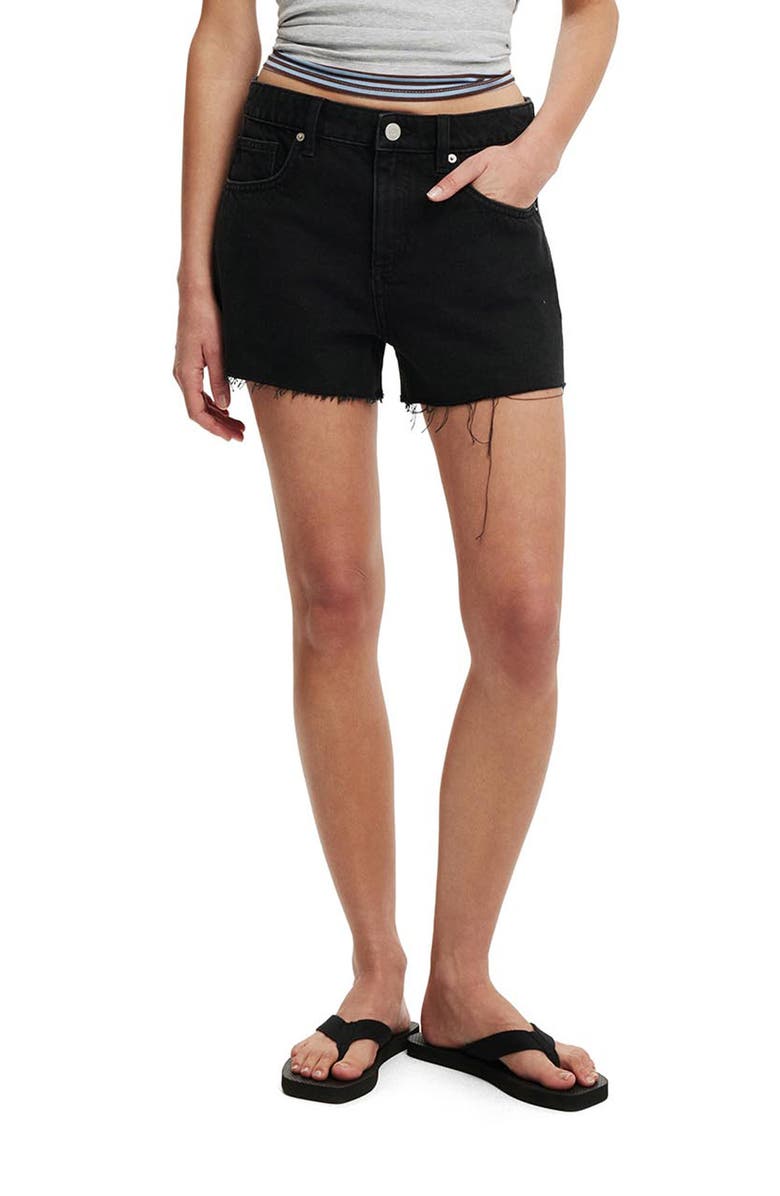 Cotton On Original Denim Cutoff Shorts, Main, color, Leo Black