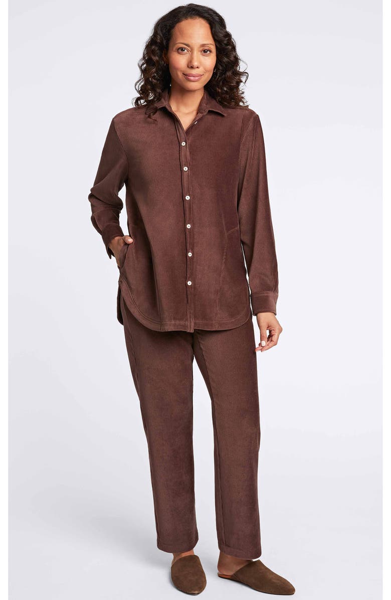 Foxcroft Maddy Plush Corduroy Button-Up Shirt, Alternate, color, Chocolate