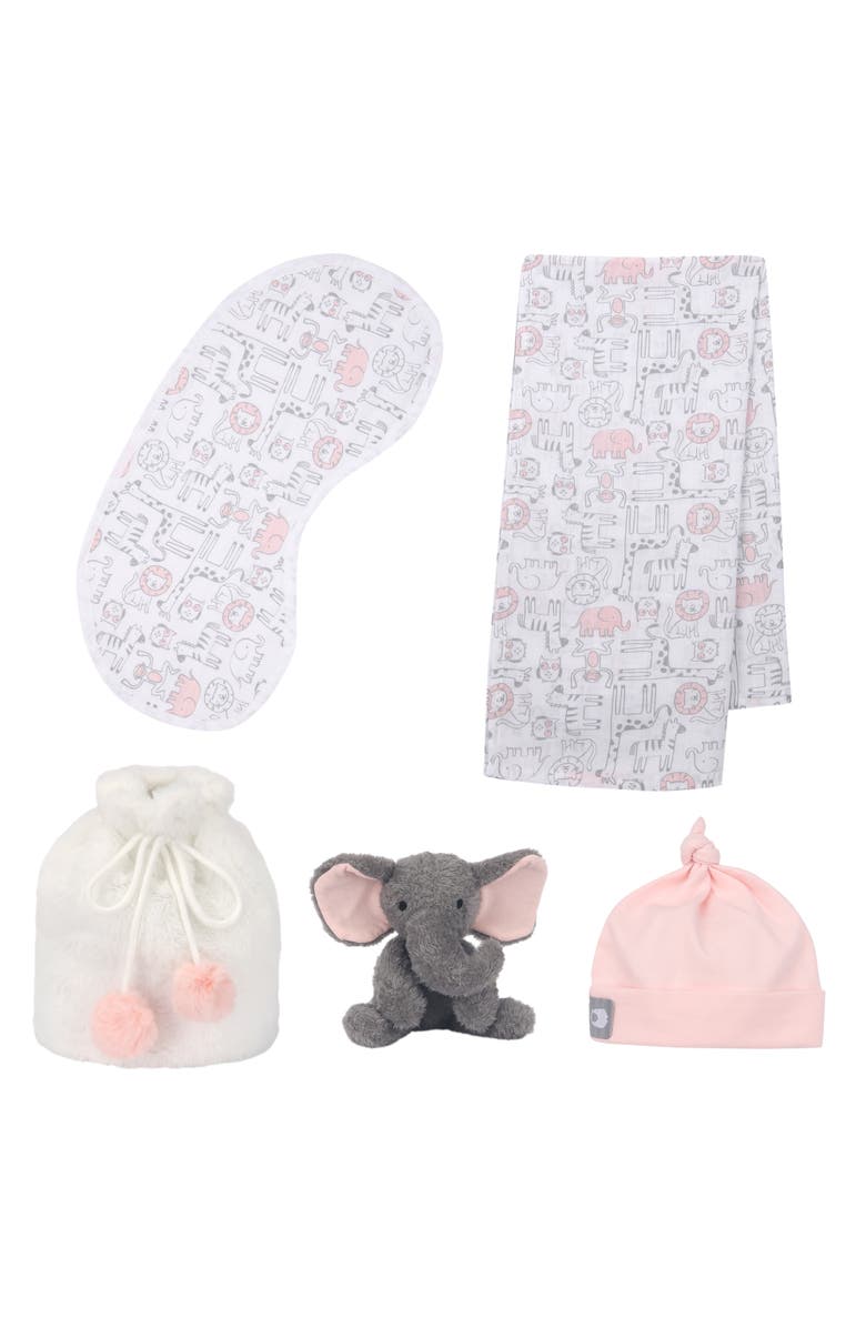Lambs & Ivy 5 Piece Plush Infant/Newborn Baby Gift Bag with Swaddle, Alternate, color, Pink